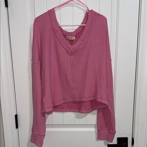 NWT Pink V-Neck Ribbed Sweater